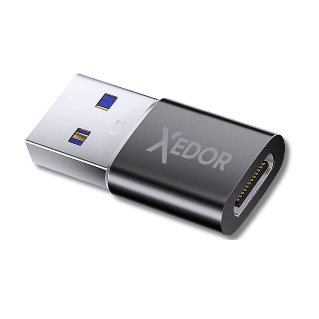 Xedor Nexa USB-A naar USB-C adapter zwart – aluminium behuizing