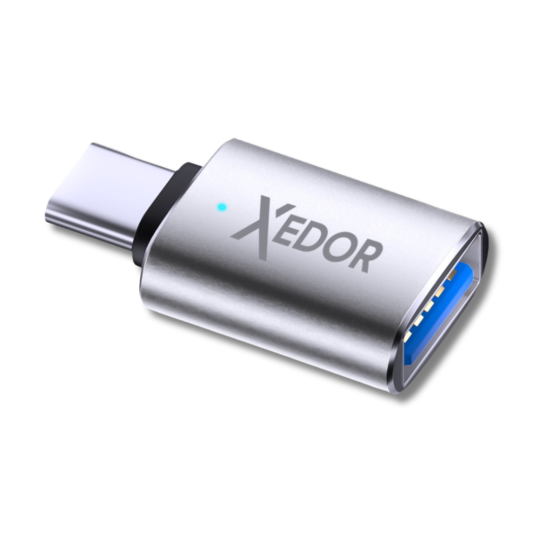 Xedor Nexa USB-C naar USB-A adapter zilver – aluminium behuizing