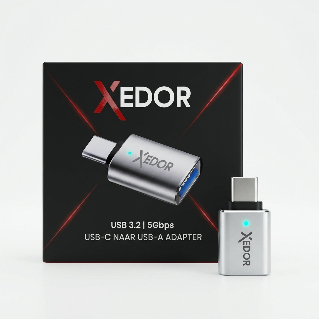 Xedor Nexa USB-C naar USB-A adapter zilver – productverpakking