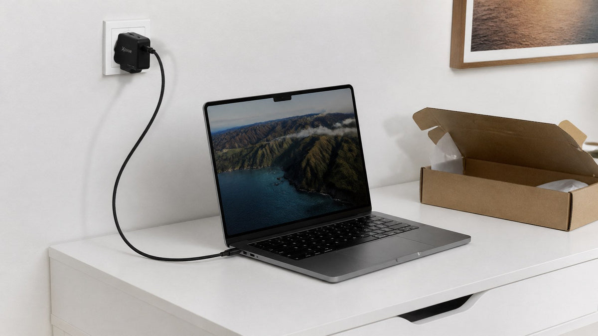 Nieuwe laptop laadt op met de Xedor Charge 45W USB-C lader