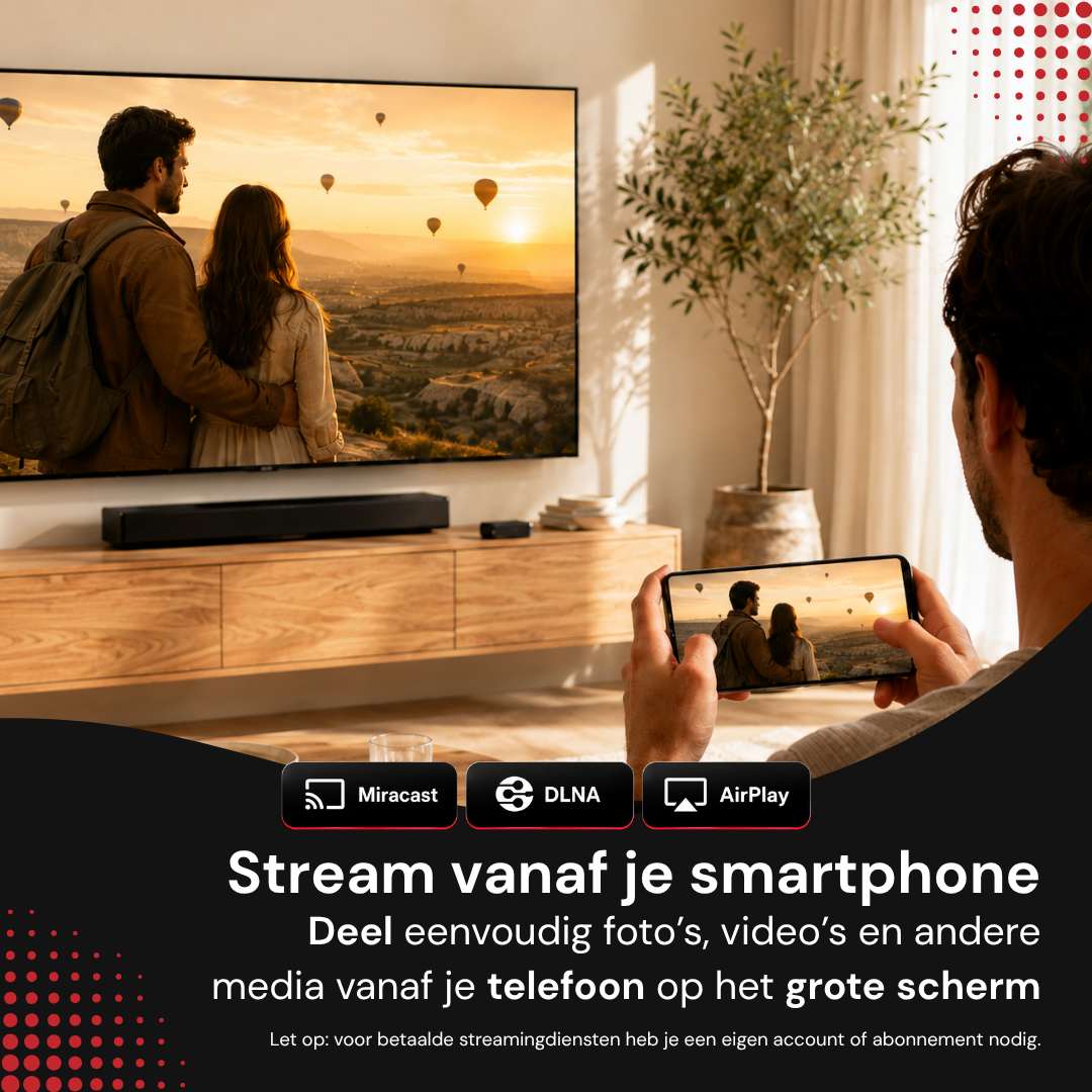 Foto's en video's vanaf je smartphone op de tv weergeven via Miracast, DLNA of AirPlay