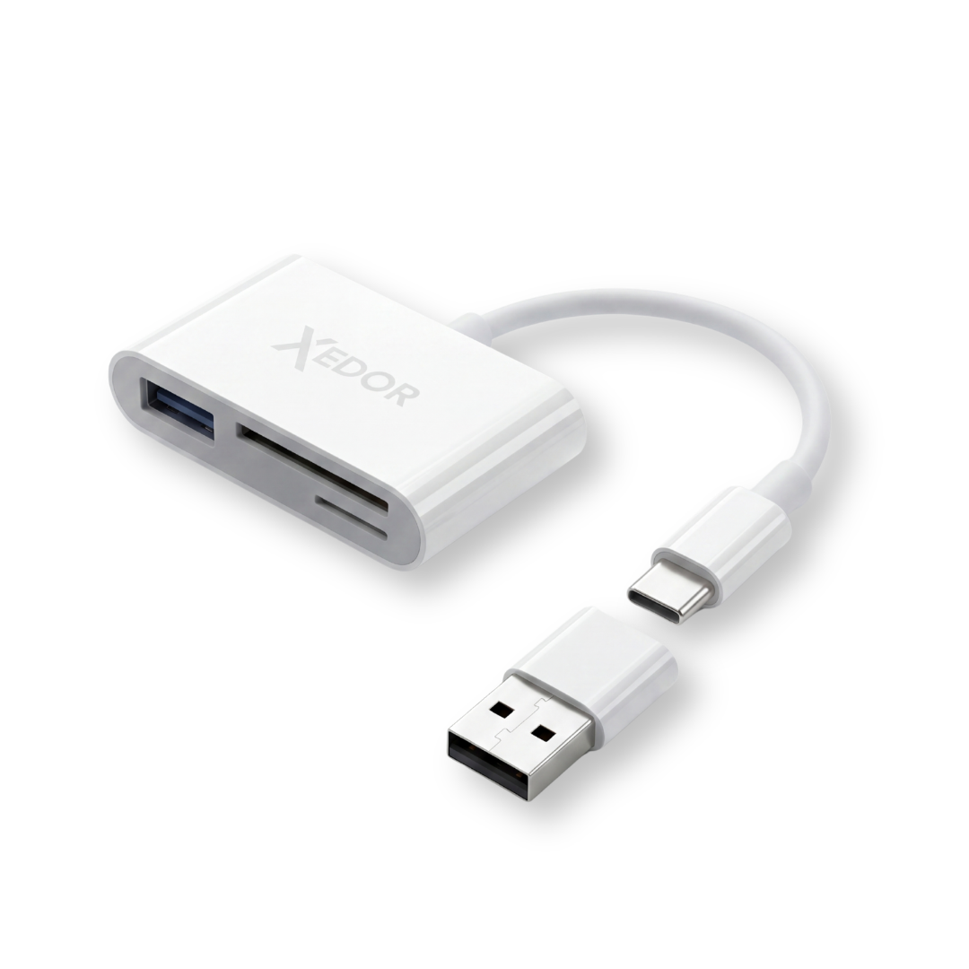 Xedor Readex SD Kaartlezer met USB-C & USB-A Adapter