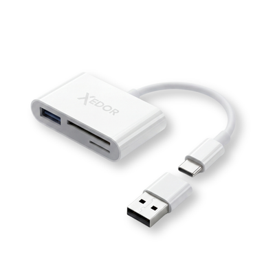 Xedor Readex SD Kaartlezer met USB-C & USB-A Adapter