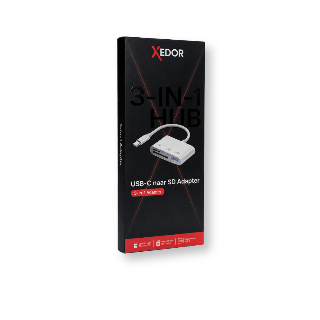 Xedor Readex SD Kaartlezer met USB-C & USB-A Adapter
