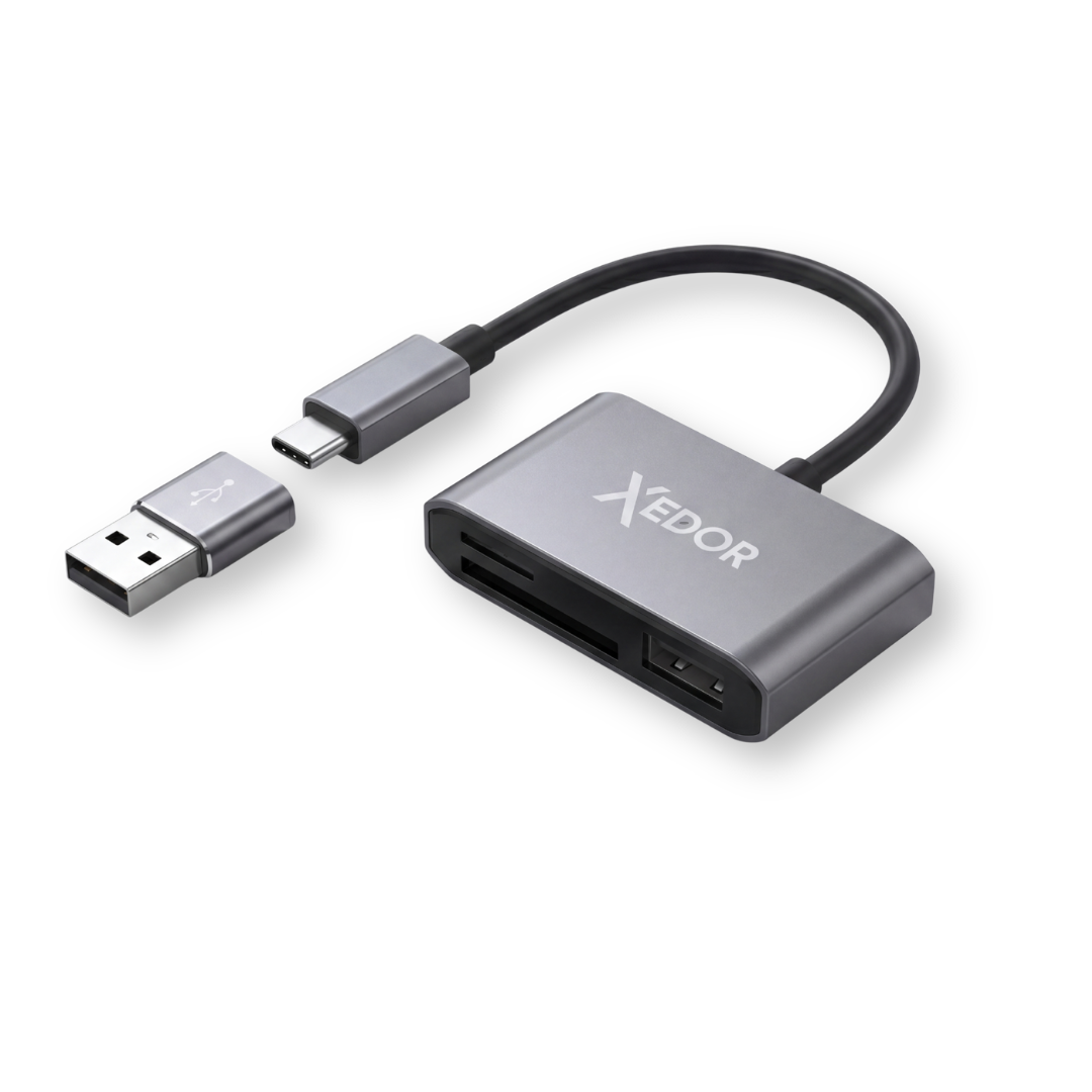 Xedor Readex SD Kaartlezer met USB-C & USB-A Adapter