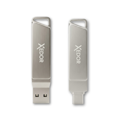Xedor Blaze USB-stick USB-C en USB-A – metalen behuizing met draaisysteem