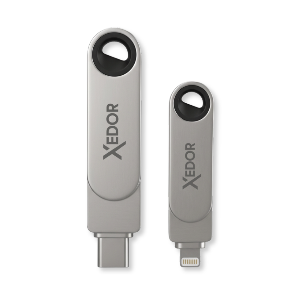 Xedor Flex USB-stick met USB-C en Lightning – flexibel draaimechanisme