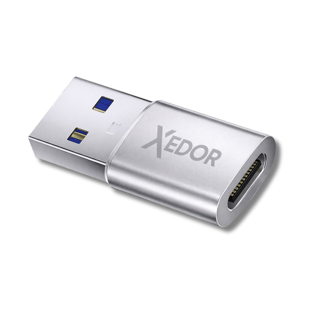 Xedor Nexa USB-A naar USB-C adapter zilver – aluminium behuizing
