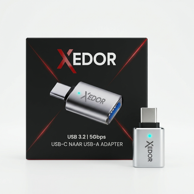Xedor Nexa USB-C naar USB-A adapter zilver – productverpakking