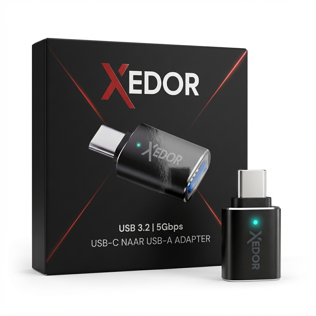 Xedor Nexa USB-C naar USB-A adapter zwart – productverpakking