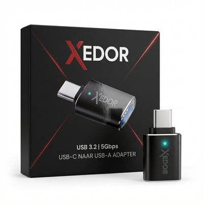 Xedor Nexa USB-C naar USB-A adapter zwart – productverpakking