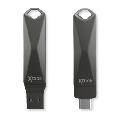 Xedor Plus USB-stick USB-C en USB-A – metalen behuizing met beschermend draaisysteem