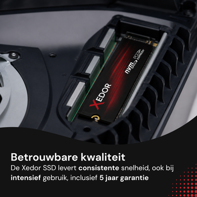 Xedor XR75 SSD in het uitbreidingsslot van de PlayStation 5, met 5 jaar garantie